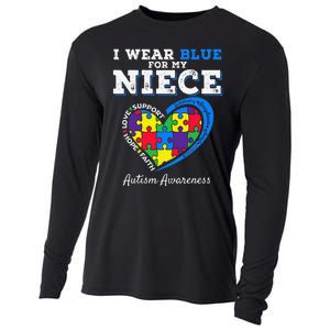 I Wear Blue For My Niece Aunt Uncle Autism Awareness Cooling Performance Long Sleeve Crew