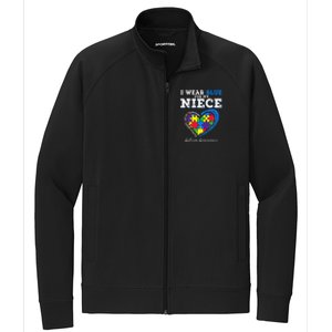 I Wear Blue For My Niece Aunt Uncle Autism Awareness Stretch Full-Zip Cadet Jacket