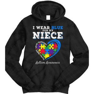 I Wear Blue For My Niece Aunt Uncle Autism Awareness Tie Dye Hoodie