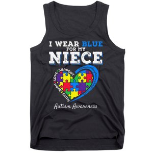 I Wear Blue For My Niece Aunt Uncle Autism Awareness Tank Top