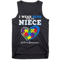 I Wear Blue For My Niece Aunt Uncle Autism Awareness Tank Top