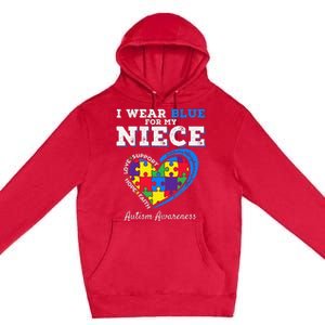 I Wear Blue For My Niece Aunt Uncle Autism Awareness Premium Pullover Hoodie