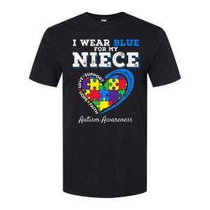 I Wear Blue For My Niece Aunt Uncle Autism Awareness Softstyle CVC T-Shirt