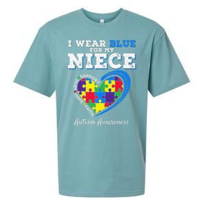 I Wear Blue For My Niece Aunt Uncle Autism Awareness Sueded Cloud Jersey T-Shirt