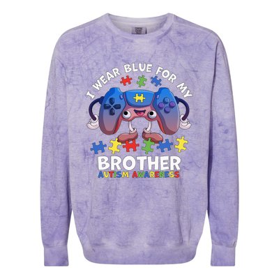 I Wear Blue For My Brother Autism Awareness Video Game Colorblast Crewneck Sweatshirt