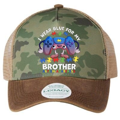 I Wear Blue For My Brother Autism Awareness Video Game Legacy Tie Dye Trucker Hat