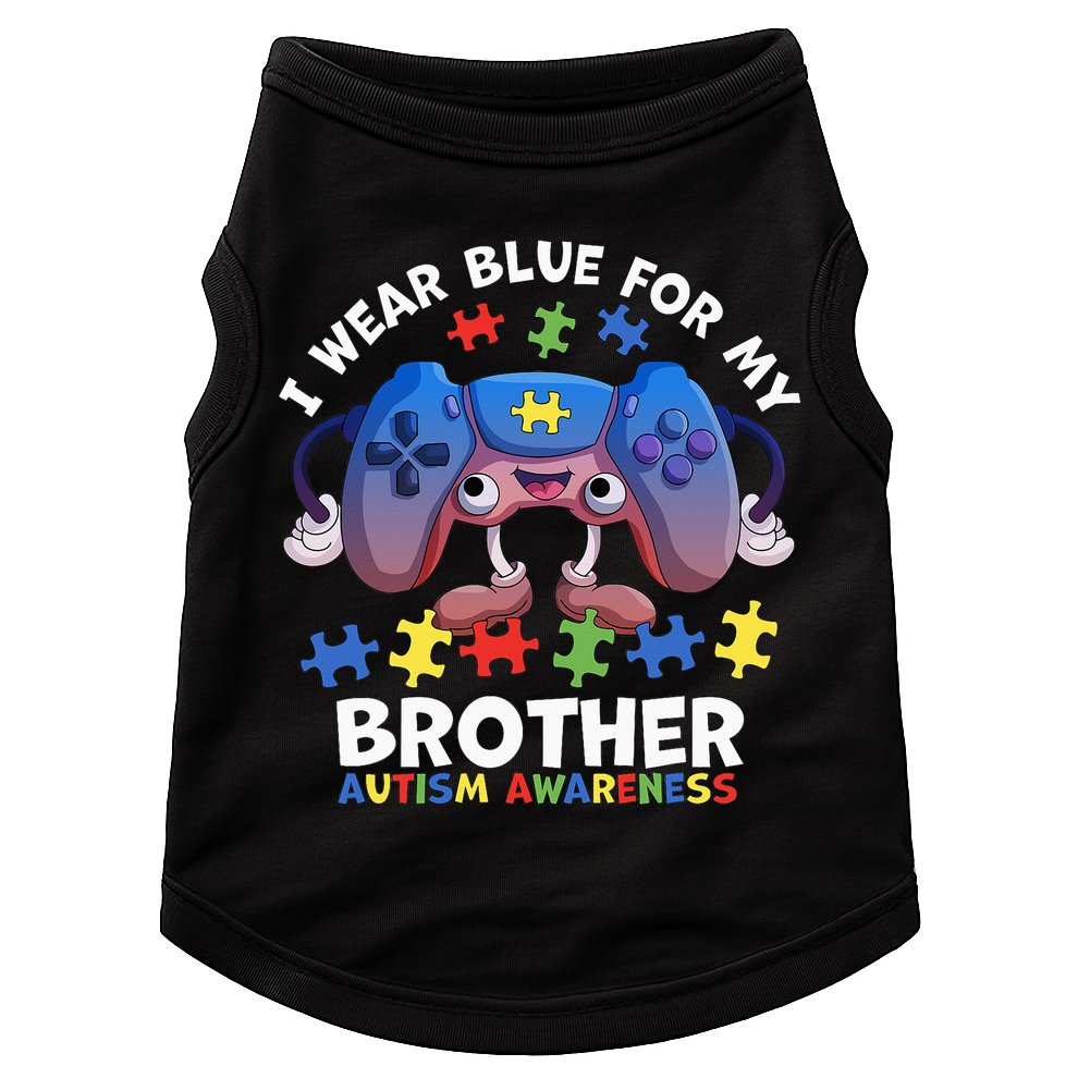 I Wear Blue For My Brother Autism Awareness Video Game Doggie Tank