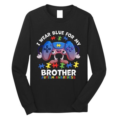 I Wear Blue For My Brother Autism Awareness Video Game Long Sleeve Shirt