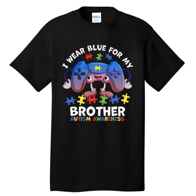 I Wear Blue For My Brother Autism Awareness Video Game Tall T-Shirt