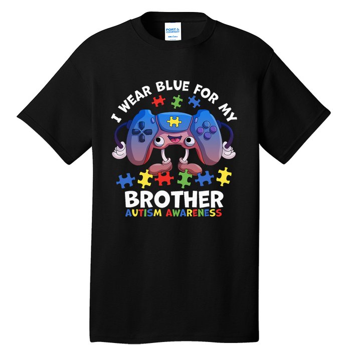 I Wear Blue For My Brother Autism Awareness Video Game Tall T-Shirt