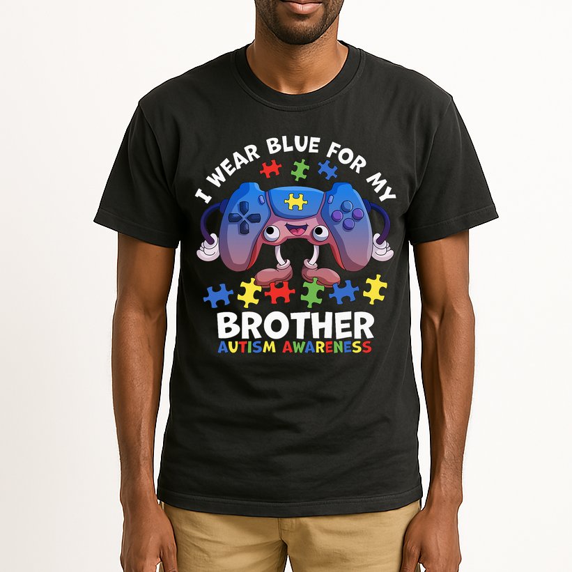 I Wear Blue For My Brother Autism Awareness Video Game Tall T-Shirt