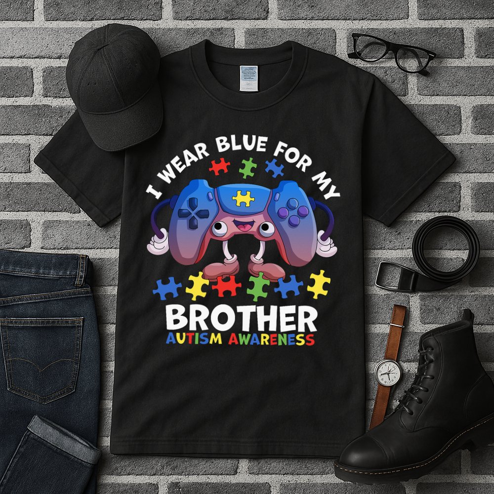 I Wear Blue For My Brother Autism Awareness Video Game Tall T-Shirt