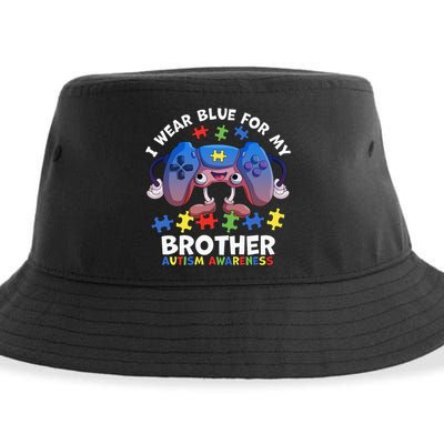I Wear Blue For My Brother Autism Awareness Video Game Sustainable Bucket Hat