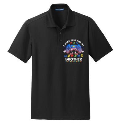 I Wear Blue For My Brother Autism Awareness Video Game Dry Zone Grid Polo