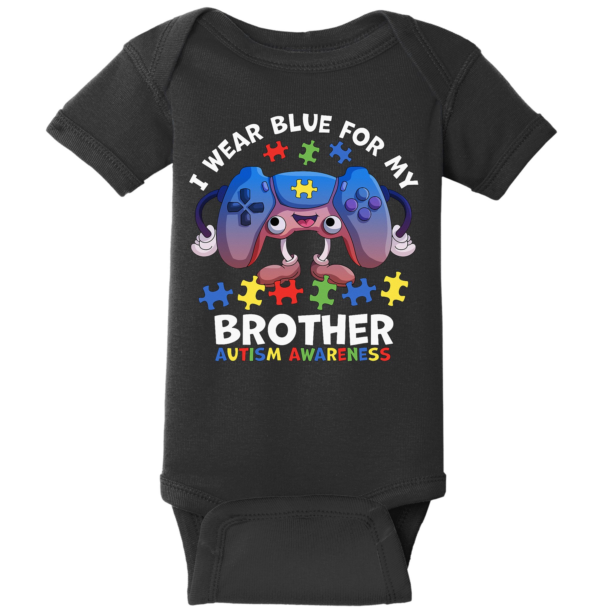 I Wear Blue For My Brother Autism Awareness Video Game Baby Bodysuit