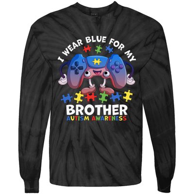 I Wear Blue For My Brother Autism Awareness Video Game Tie-Dye Long Sleeve Shirt