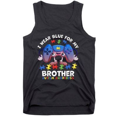 I Wear Blue For My Brother Autism Awareness Video Game Tank Top