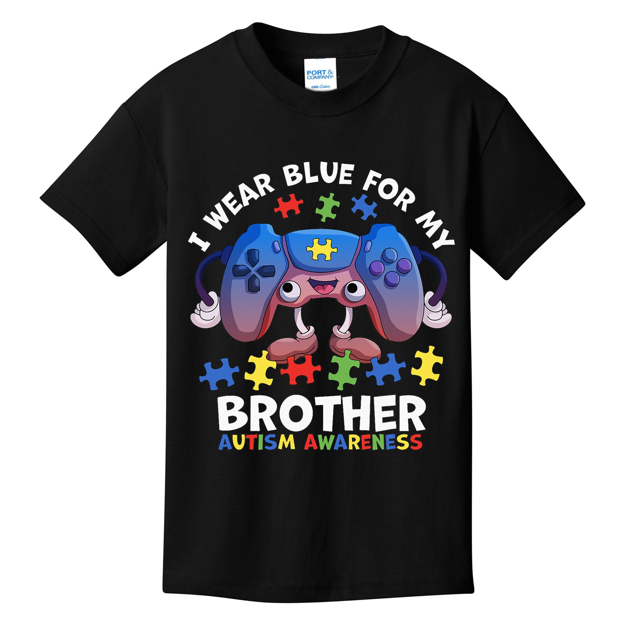 I Wear Blue For My Brother Autism Awareness Video Game Kids T-Shirt