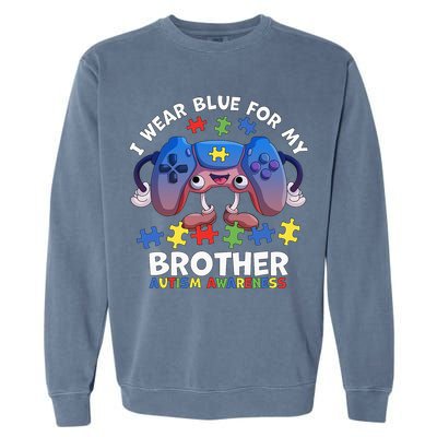 I Wear Blue For My Brother Autism Awareness Video Game Garment-Dyed Sweatshirt