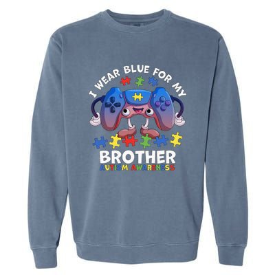 I Wear Blue For My Brother Autism Awareness Video Game Garment-Dyed Sweatshirt