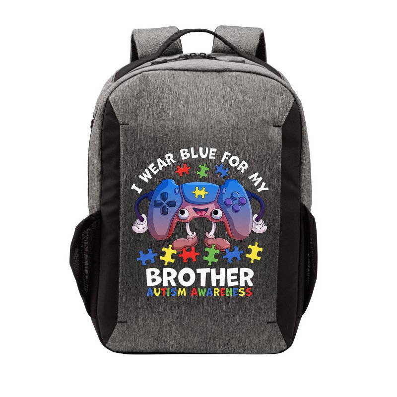 I Wear Blue For My Brother Autism Awareness Video Game Vector Backpack