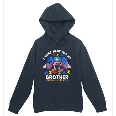 I Wear Blue For My Brother Autism Awareness Video Game Urban Pullover Hoodie