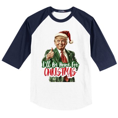 I Will Be Home For Christmas Funny Trump Baseball Sleeve Shirt