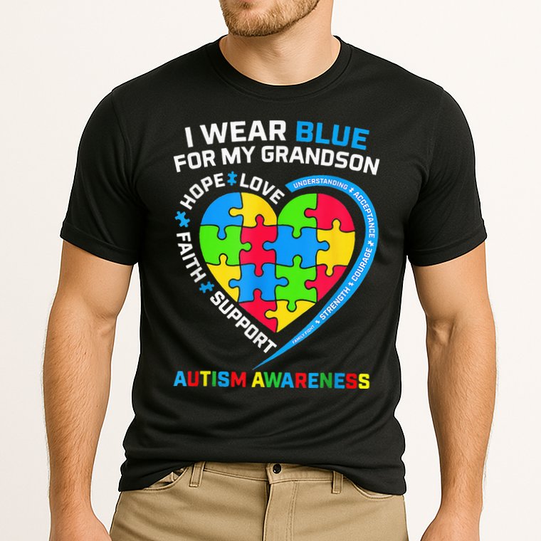 I Wear Blue For My Grandson Autism Awareness Cooling Performance Crew T-Shirt