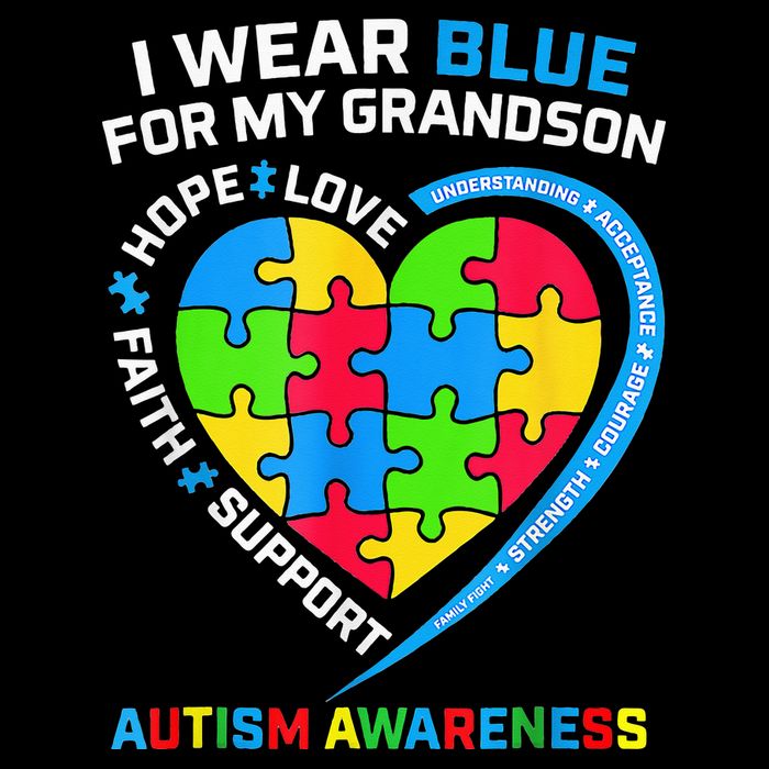 I Wear Blue For My Grandson Autism Awareness Bucket Hat