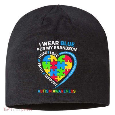 I Wear Blue For My Grandson Autism Awareness Sustainable Beanie