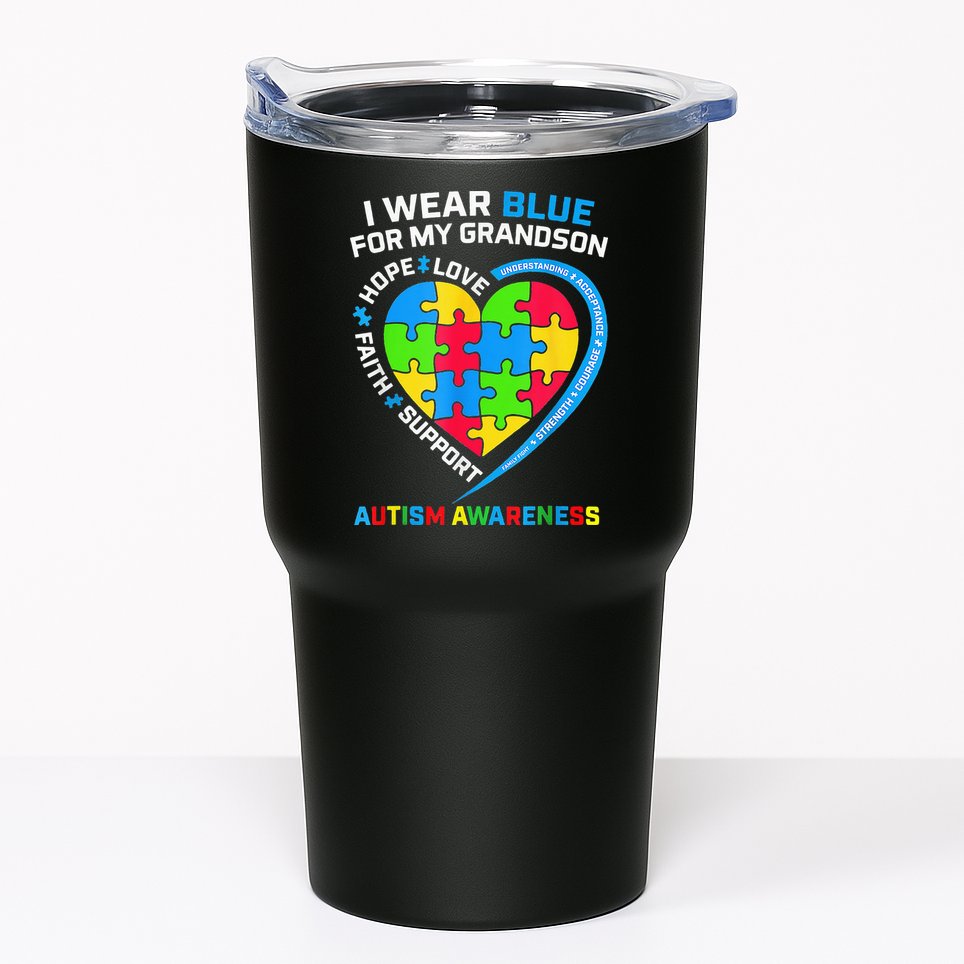 I Wear Blue For My Grandson Autism Awareness Tumbler