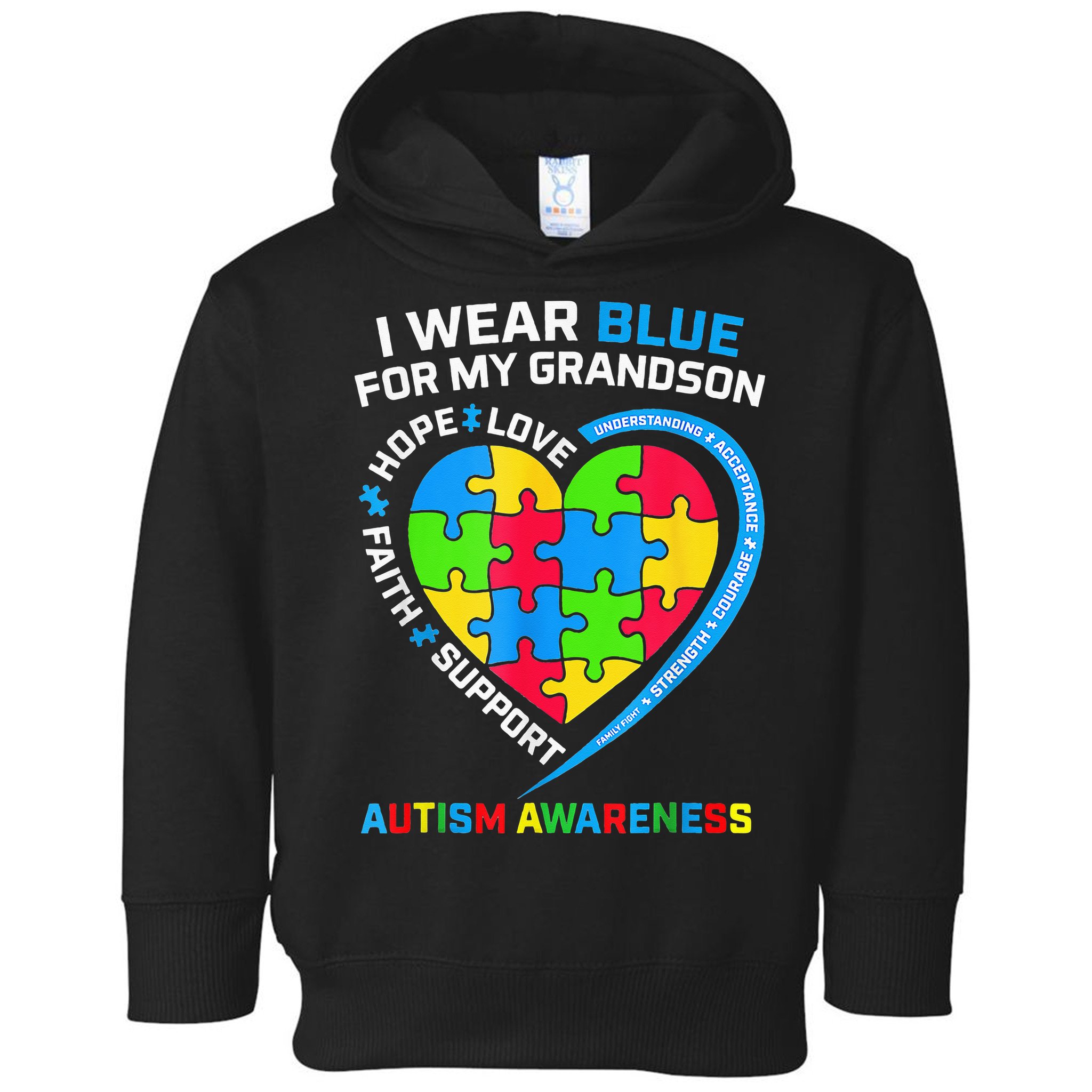 I Wear Blue For My Grandson Autism Awareness Toddler Hoodie