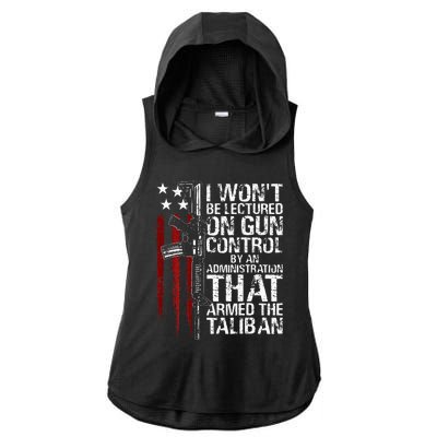 I Wont Be Lectured On Gun Control By An Administration Ladies PosiCharge Tri-Blend Wicking Draft Hoodie Tank