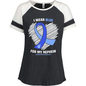 I Wear Blue For My Nephew Hydrocephalus Awareness Enza Ladies Jersey Colorblock Tee