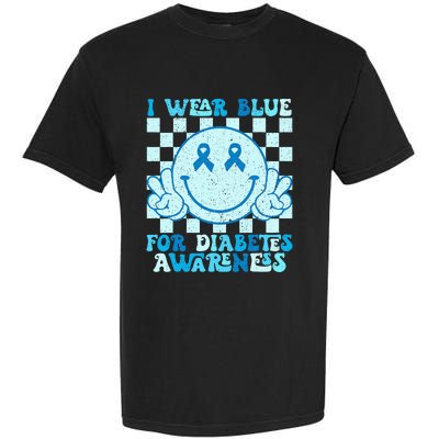 I Wear Blue For Diabetes Awareness Month Smile Face Diabetic Garment-Dyed Heavyweight T-Shirt