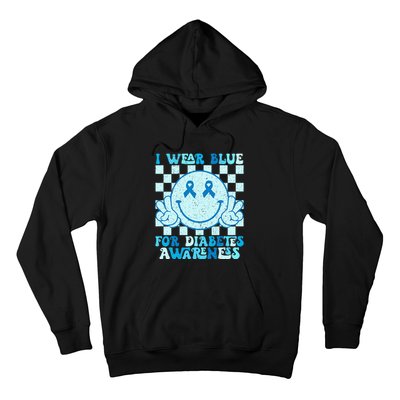 I Wear Blue For Diabetes Awareness Month Smile Face Diabetic Hoodie