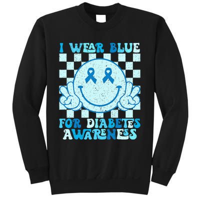 I Wear Blue For Diabetes Awareness Month Smile Face Diabetic Sweatshirt