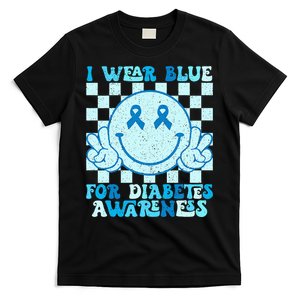 I Wear Blue For Diabetes Awareness Month Smile Face Diabetic T-Shirt