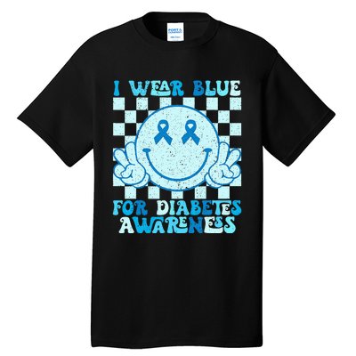 I Wear Blue For Diabetes Awareness Month Smile Face Diabetic Tall T-Shirt