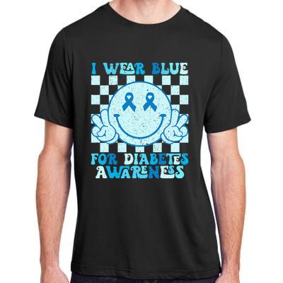 I Wear Blue For Diabetes Awareness Month Smile Face Diabetic Adult ChromaSoft Performance T-Shirt