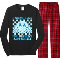 I Wear Blue For Diabetes Awareness Month Smile Face Diabetic Long Sleeve Pajama Set