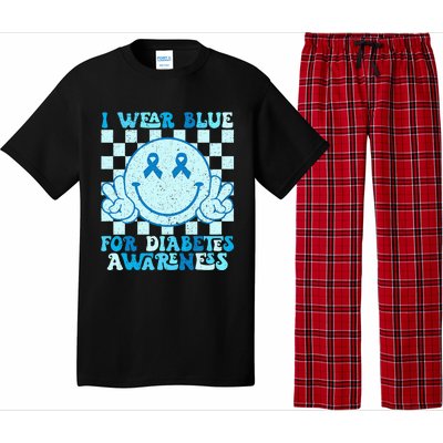 I Wear Blue For Diabetes Awareness Month Smile Face Diabetic Pajama Set