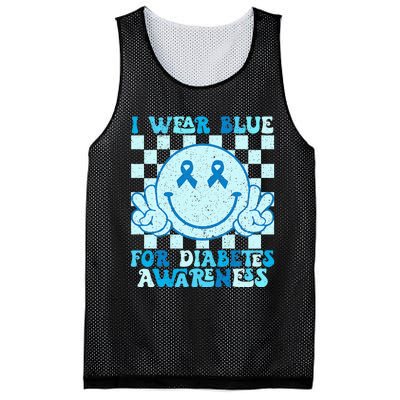 I Wear Blue For Diabetes Awareness Month Smile Face Diabetic Mesh Reversible Basketball Jersey Tank