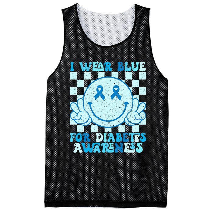 I Wear Blue For Diabetes Awareness Month Smile Face Diabetic Mesh Reversible Basketball Jersey Tank