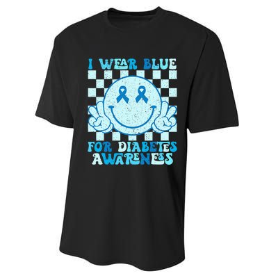 I Wear Blue For Diabetes Awareness Month Smile Face Diabetic Performance Sprint T-Shirt