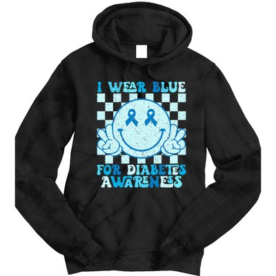 I Wear Blue For Diabetes Awareness Month Smile Face Diabetic Tie Dye Hoodie