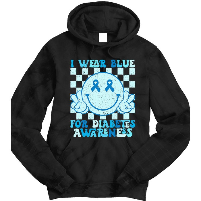 I Wear Blue For Diabetes Awareness Month Smile Face Diabetic Tie Dye Hoodie