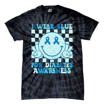 I Wear Blue For Diabetes Awareness Month Smile Face Diabetic Tie-Dye T-Shirt