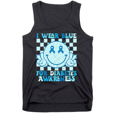 I Wear Blue For Diabetes Awareness Month Smile Face Diabetic Tank Top