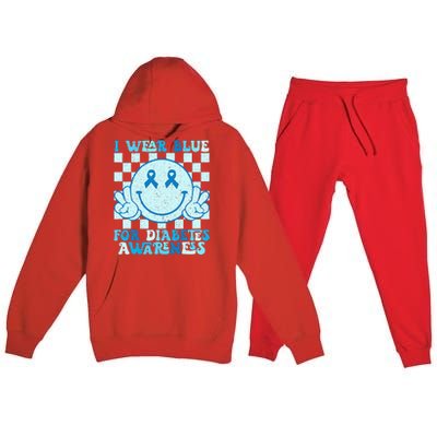 I Wear Blue For Diabetes Awareness Month Smile Face Diabetic Premium Hooded Sweatsuit Set